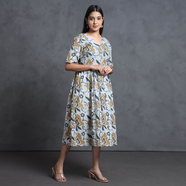 Flared Dresses - Buy Handprinted Flare Gown Online - iTokri आई.टोकरी