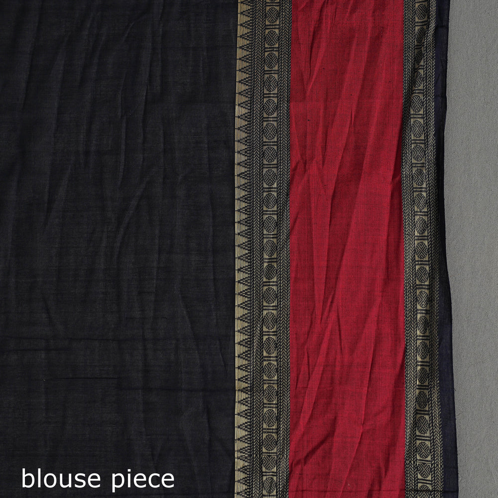 Black - Handloom Cotton Thread Border Kanchipuram Saree 10