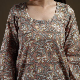 Brown - Sanganeri Hand Block Print Cotton Short Kurta for women 10