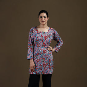 Blue - Sanganeri Hand Block Print Cotton Short Kurta for women 12