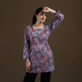Blue - Sanganeri Hand Block Print Cotton Short Kurta for women 12