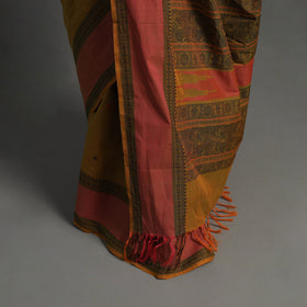Brown - handloom cotton thread border kanchipuram saree 11