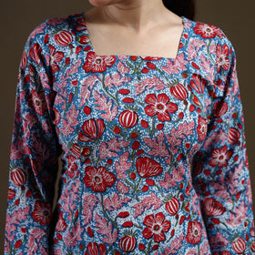 Blue - Sanganeri Hand Block Print Cotton Short Kurta for women 12