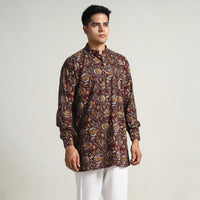 Brown - Bagru Block Printed Cotton Men Short Kurta 07