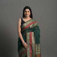 Green - Handloom Cotton Thread Border Kanchipuram Saree 12