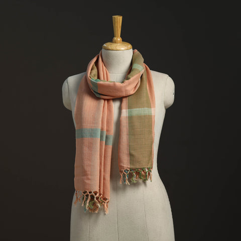 Peach - kumaun handwoven merino wool x cotton stole 105