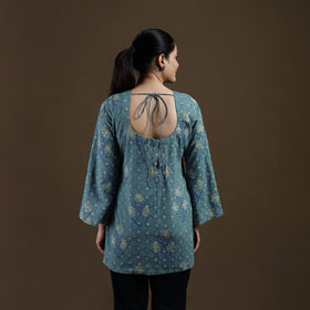 Blue - Sanganeri Hand Block Print Pure Mul Cotton Short Kurta for women 09