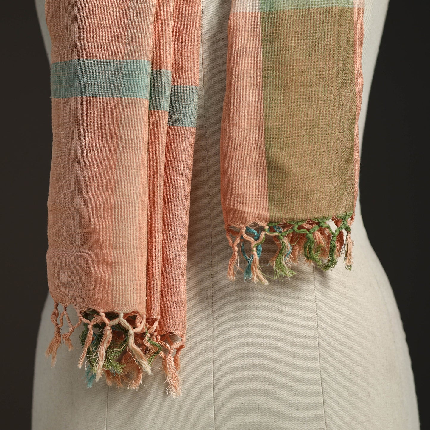 Peach - kumaun handwoven merino wool x cotton stole 105