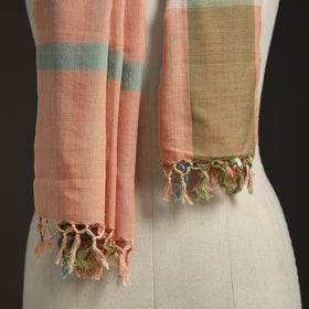 Peach - kumaun handwoven merino wool x cotton stole 105
