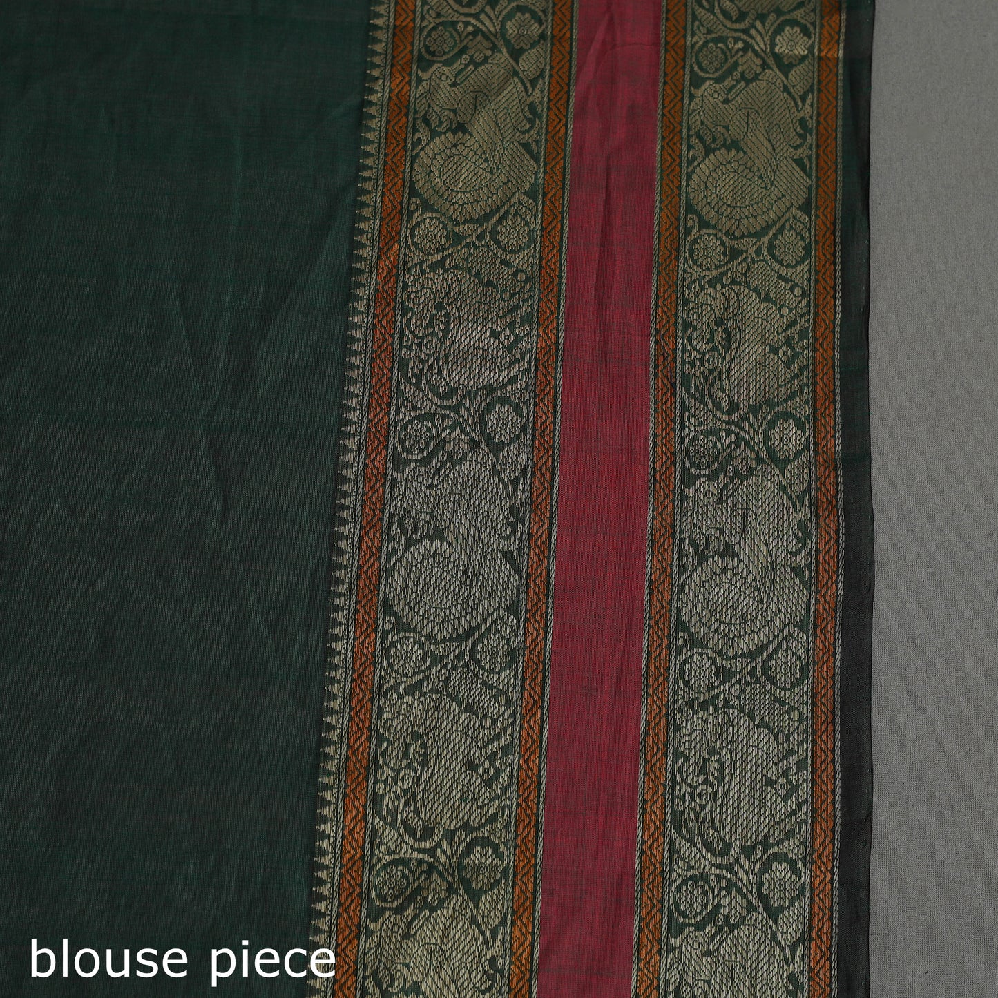 Green - Handloom Cotton Thread Border Kanchipuram Saree 12