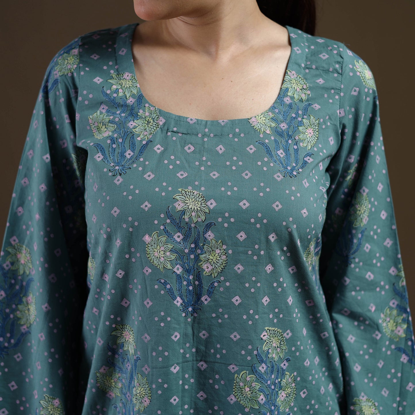 Blue - Sanganeri Hand Block Print Pure Mul Cotton Short Kurta for women 09