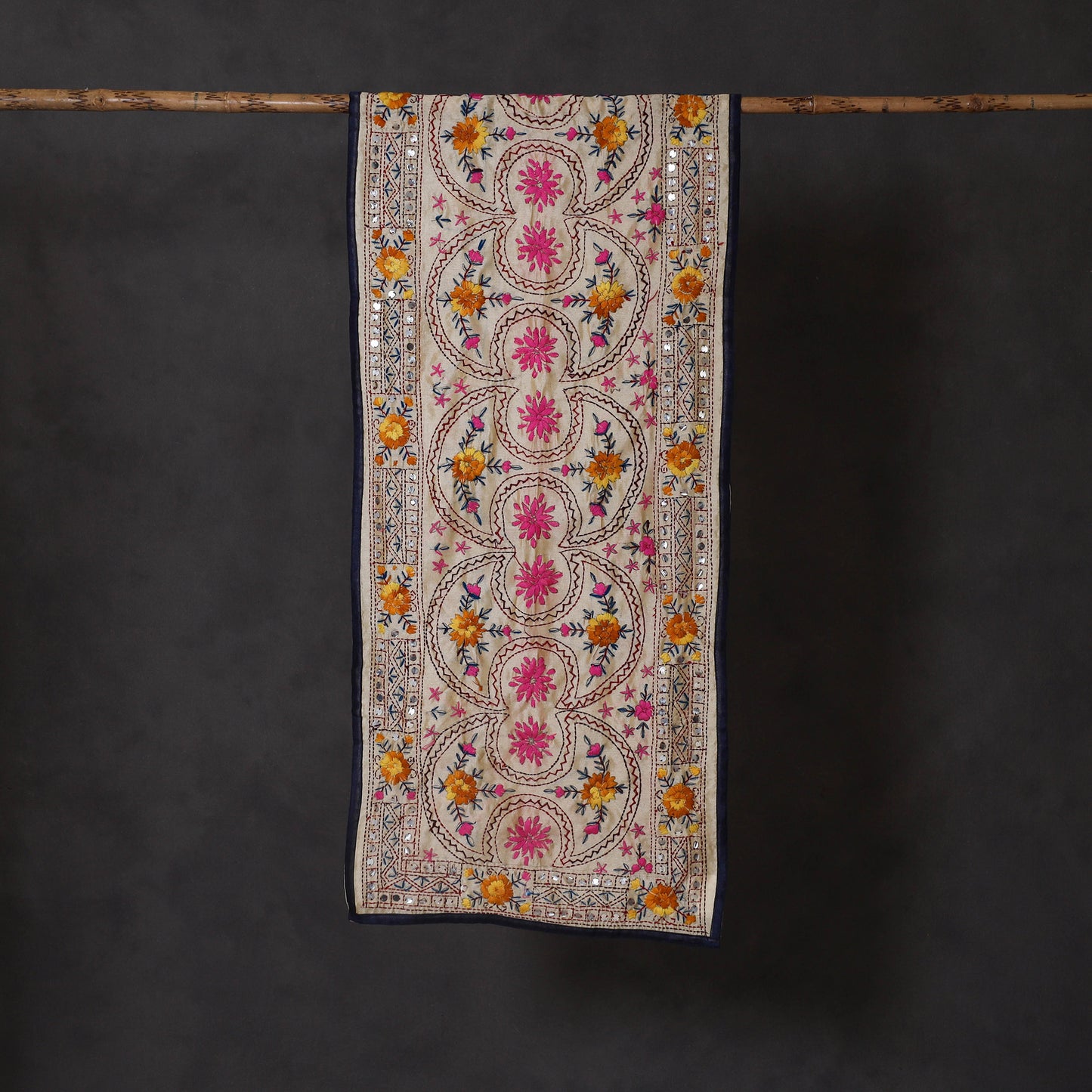 Blue Ranihati Chanderi Silk Hand Embroidered Stole