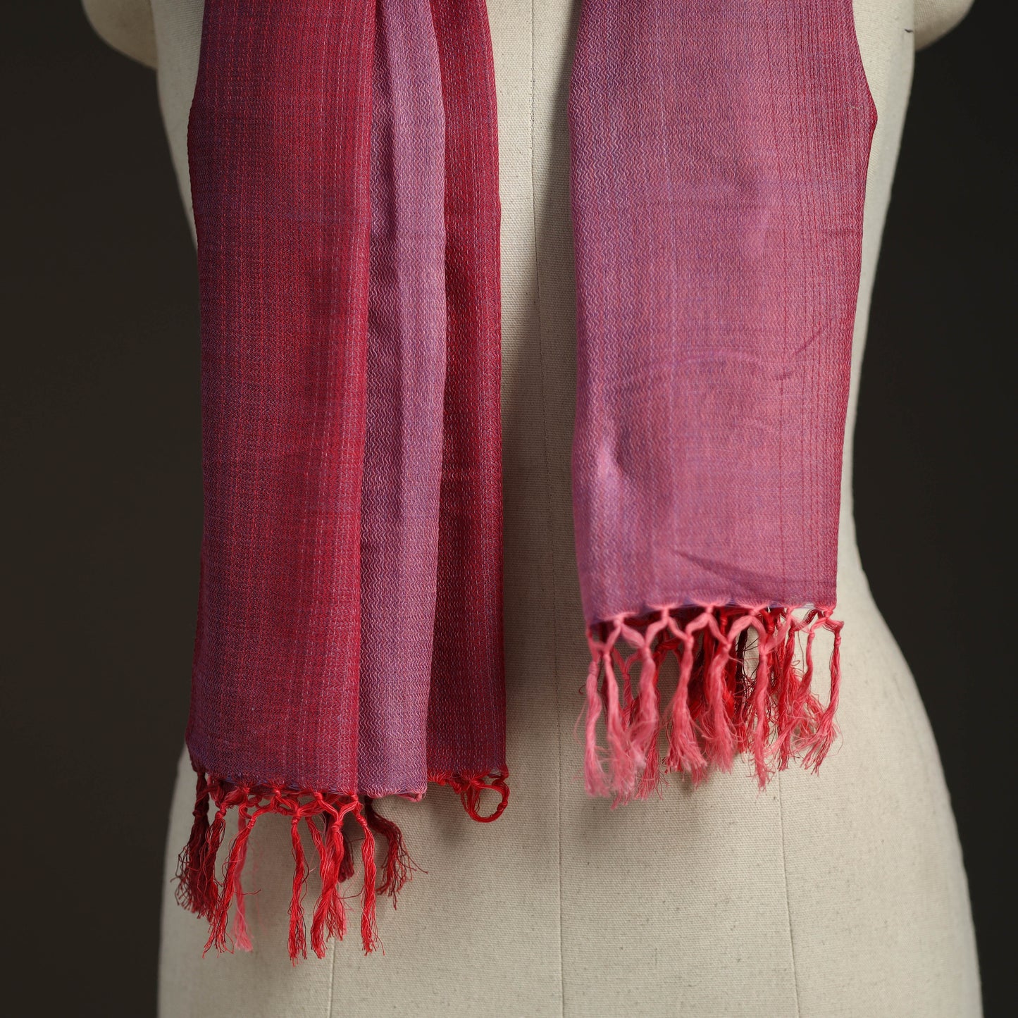 Pink - kumaun handwoven merino wool x cotton stole 108
