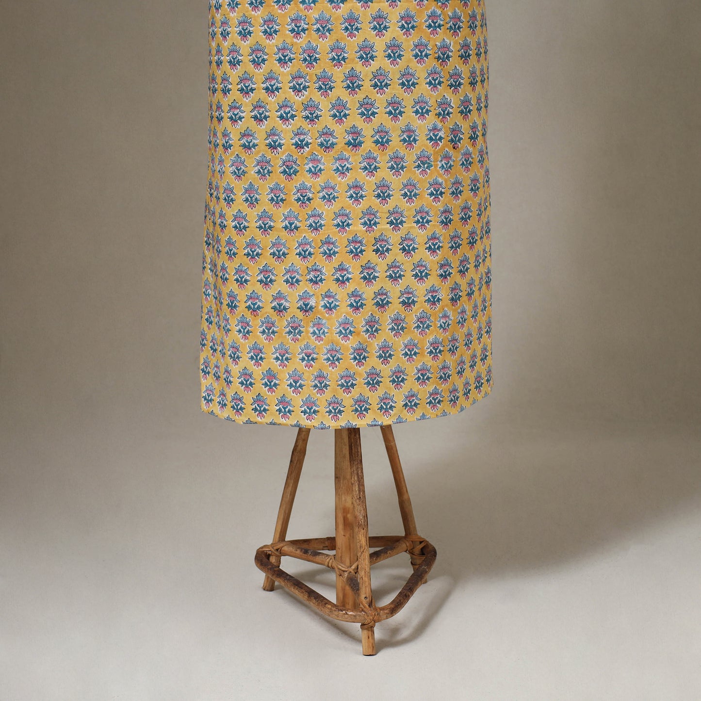 Yellow - 3pc cotton sanganeri unstitched dress material 01