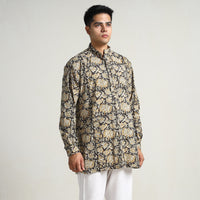 Black - Bagru Block Printed Cotton Men Short Kurta 13