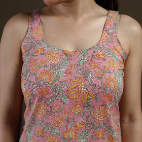Pink - Sanganeri Hand Block Print Cotton Short Kurta for women 20