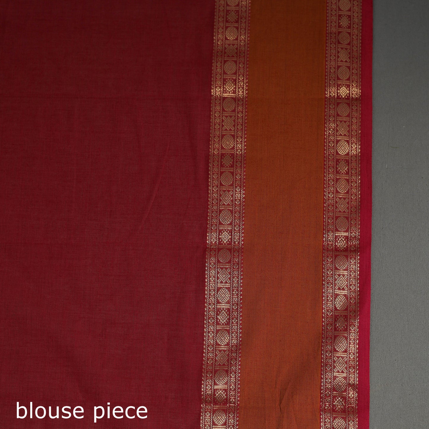 Red - Handloom Cotton Zari Border Kanchipuram Saree 15