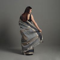 Grey - Handloom Cotton Zari Border Kanchipuram Saree 16