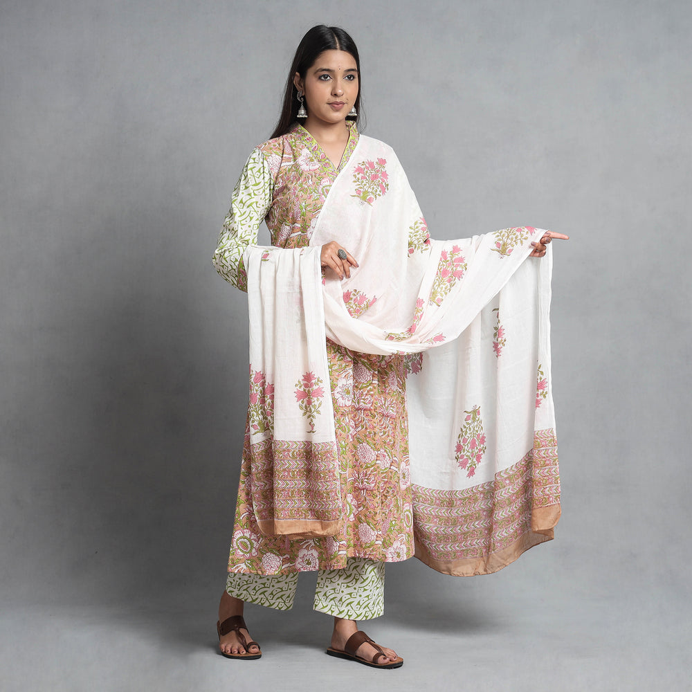 Sanganeri Kurta with Palazzo & Dupatta Set
