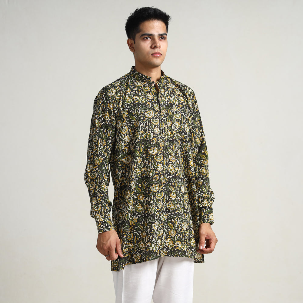 Multicolor - Bagru Block Printed Cotton Men Short Kurta 09