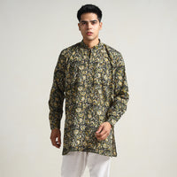 Multicolor - Bagru Block Printed Cotton Men Short Kurta 09