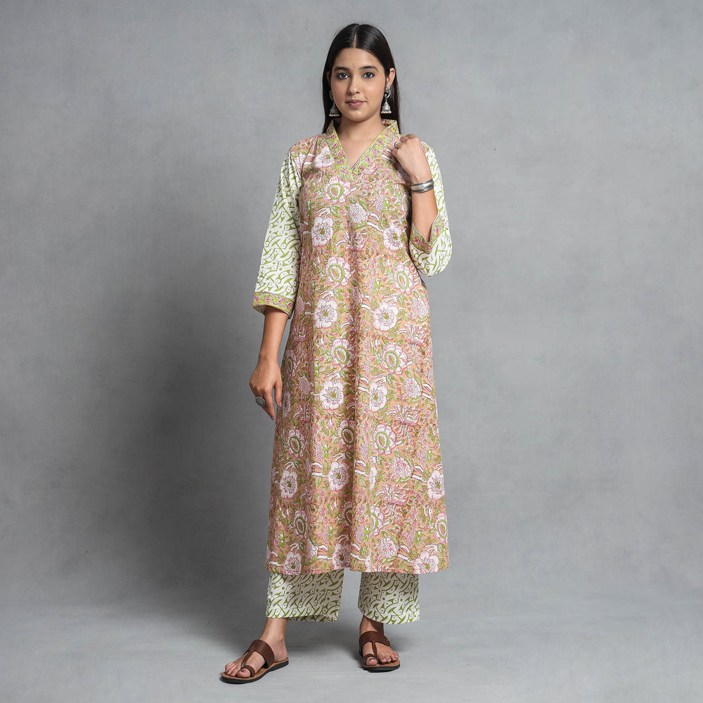 Sanganeri Kurta with Palazzo & Dupatta Set
