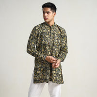 Multicolor - Bagru Block Printed Cotton Men Short Kurta 09