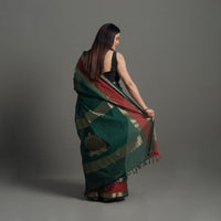 Green - Handloom Cotton Zari Border Kanchipuram Saree 17