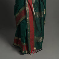 Green - Handloom Cotton Zari Border Kanchipuram Saree 17