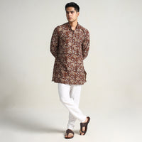 Maroon - Bagru Block Printed Cotton Men Short Kurta 08