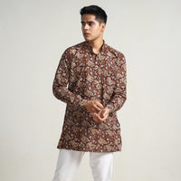 Maroon - Bagru Block Printed Cotton Men Short Kurta 08