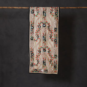 Black - ranihati chanderi silk hand embroidered stole 36