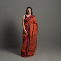 Orange - Handloom Cotton Thread Border Kanchipuram Saree 19