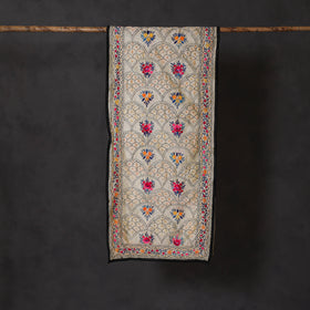 Black - ranihati chanderi silk hand embroidered stole 35