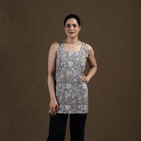 Grey - Sanganeri Hand Block Print Cotton Short Kurta for women 17