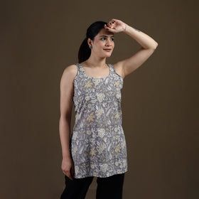 Grey - Sanganeri Hand Block Print Cotton Short Kurta for women 17