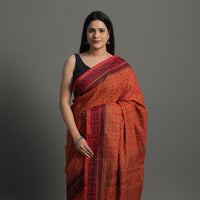 Orange - Handloom Cotton Thread Border Kanchipuram Saree 19