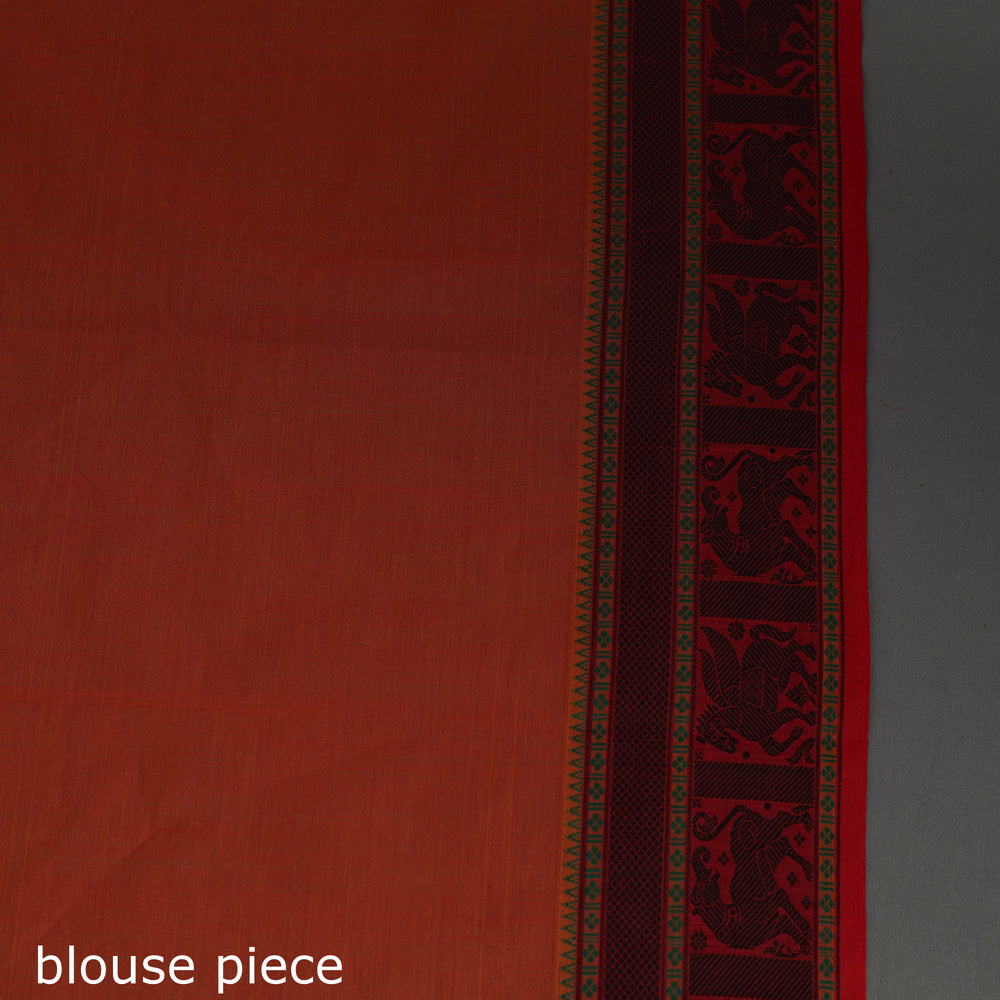 Orange - Handloom Cotton Thread Border Kanchipuram Saree 19