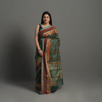 Green - Handloom Cotton Thread Border Kanchipuram Saree 20