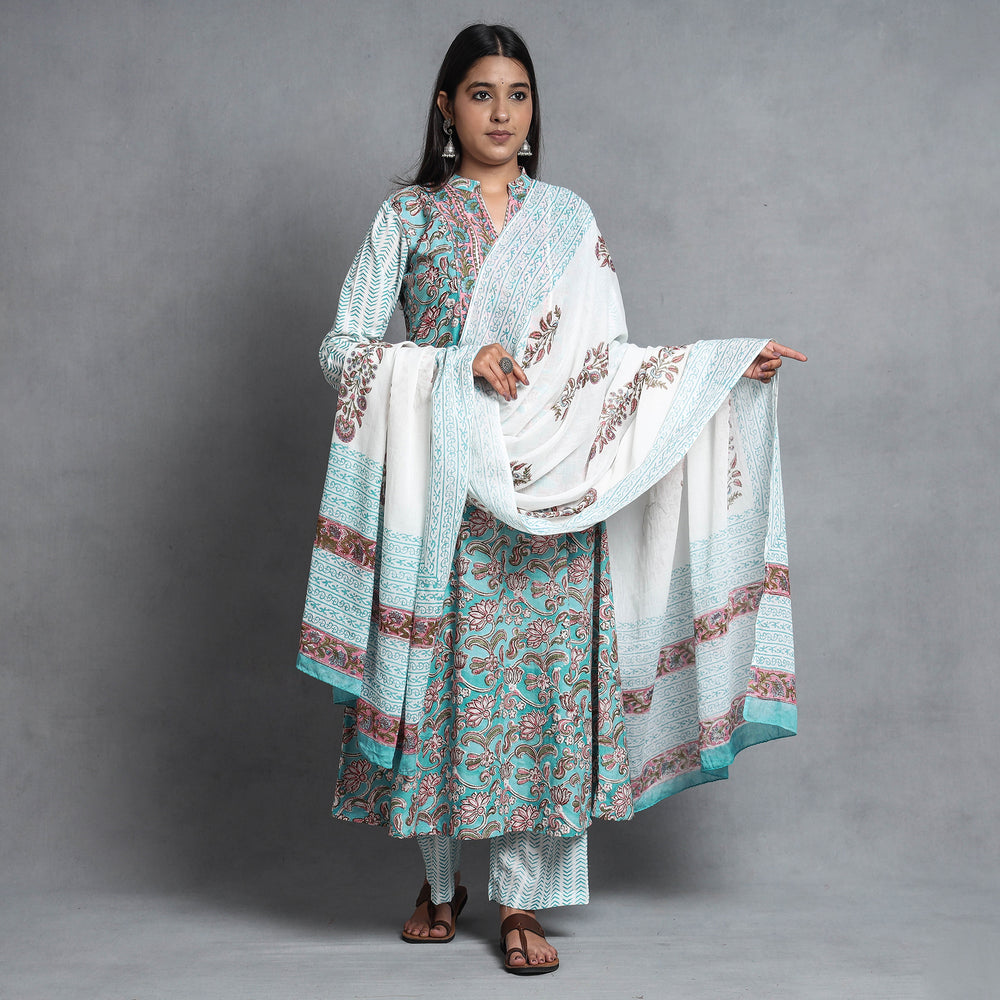 Sanganeri Kurta with Palazzo & Dupatta Set
