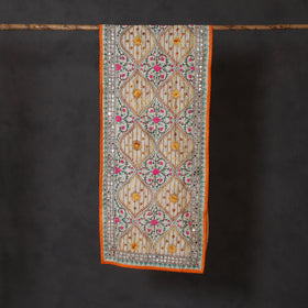 Orange - ranihati chanderi silk hand embroidered stole 25