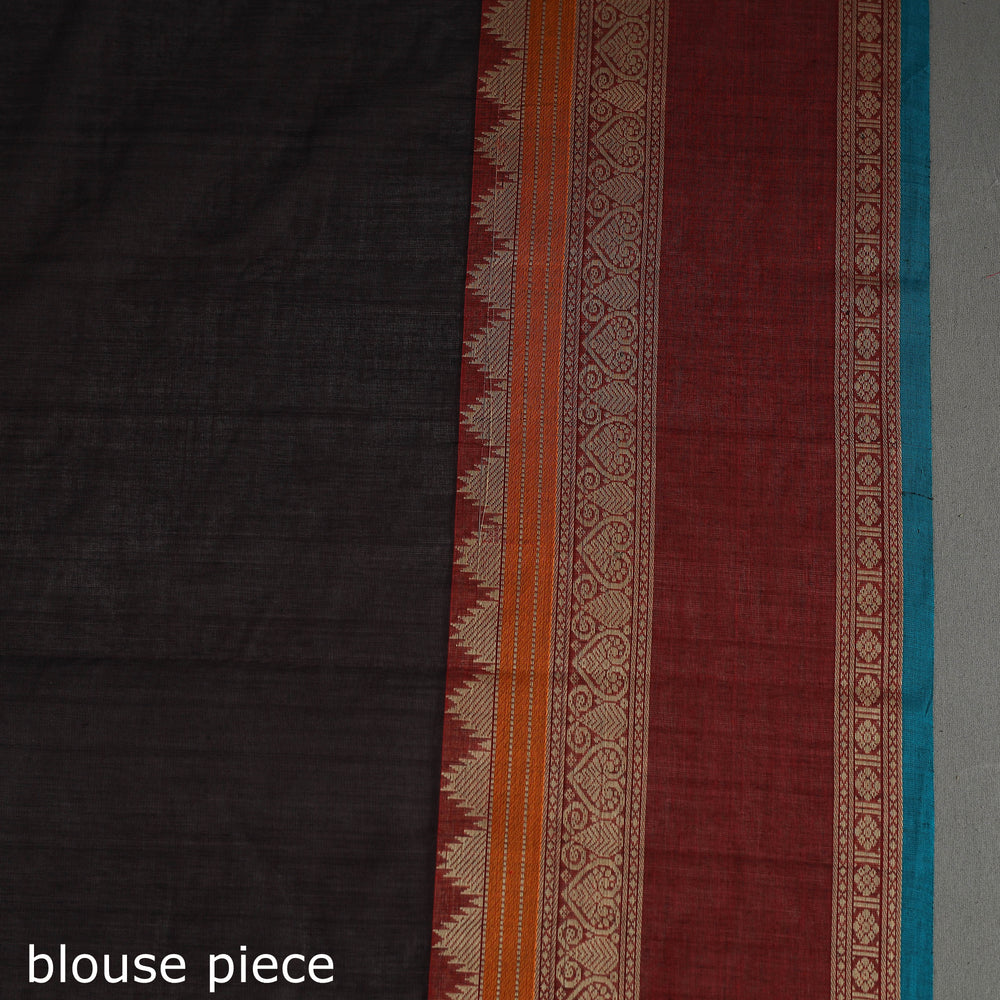 Black - Handloom Cotton Thread Border Kanchipuram Saree 21