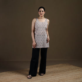 Brown - Sanganeri Hand Block Print Pure Mul Cotton Short Kurta for women 16