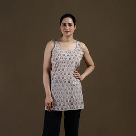 Brown - Sanganeri Hand Block Print Pure Mul Cotton Short Kurta for women 16