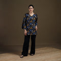 Black - Sanganeri Hand Block Print Cotton Short Kurta for women 01