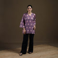Purple - Sanganeri Hand Block Print Cotton Short Kurta for women 02