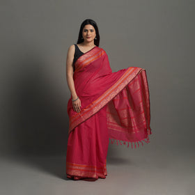Pink - handloom cotton thread border kanchipuram saree 24