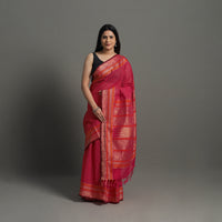 Pink - Handloom Cotton Thread Border Kanchipuram Saree 24