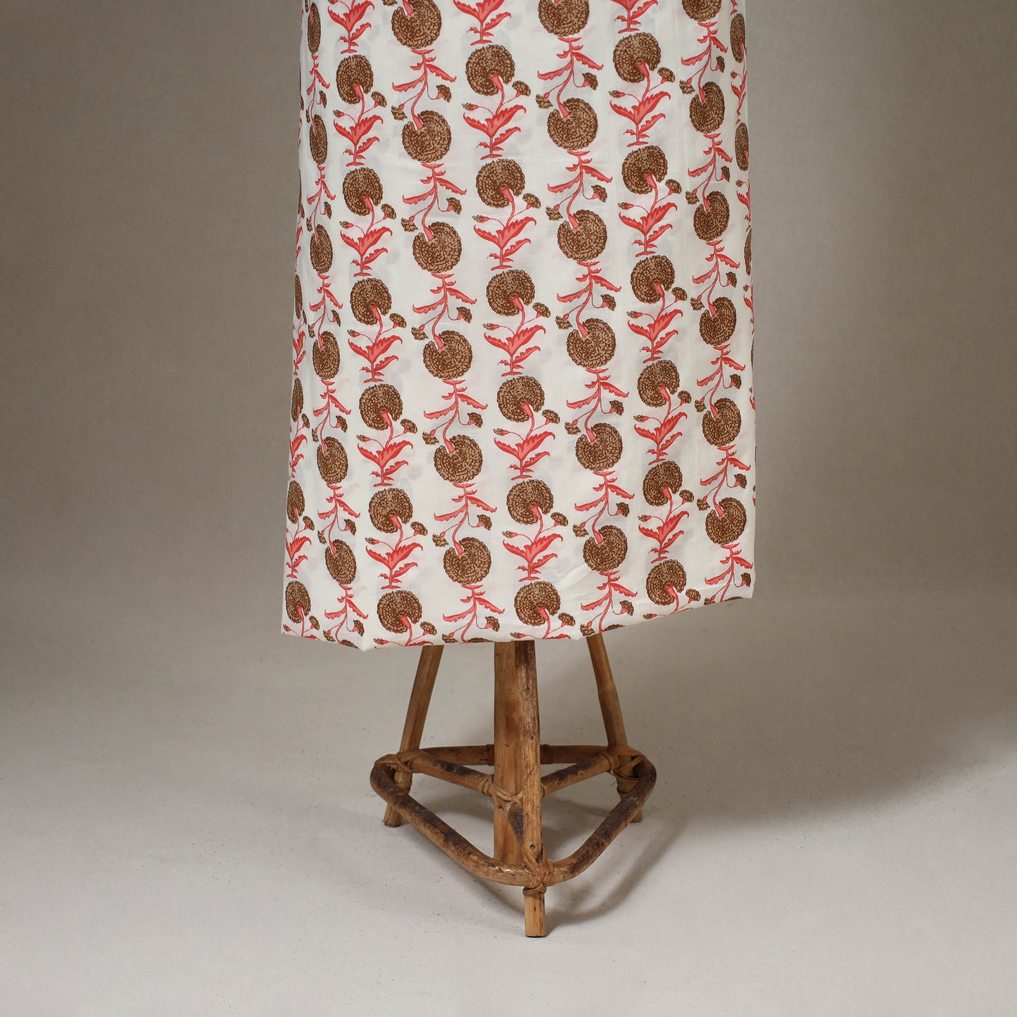 Beige - 3pc cotton sanganeri unstitched dress material 08