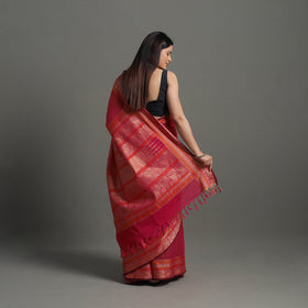 Pink - handloom cotton thread border kanchipuram saree 24